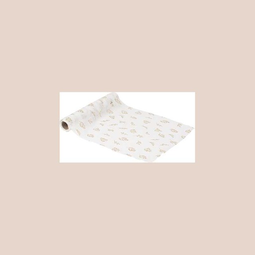 Chemin de table volupté mousseline blanc et or 28cmx5m