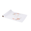 Chemin de table "la vie est belle" peachy tissu rose. pêche et or 28cmx5m