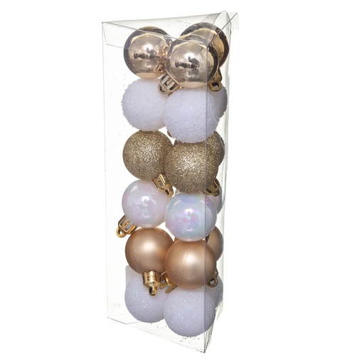 Boule de noel 30mm x18 or blanc