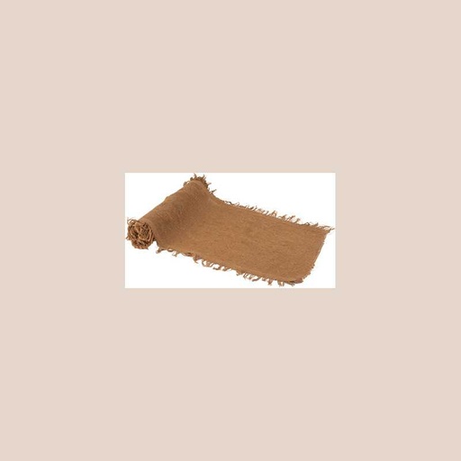 Chemin de table effiloché façon chanvre camel 30cmx3m