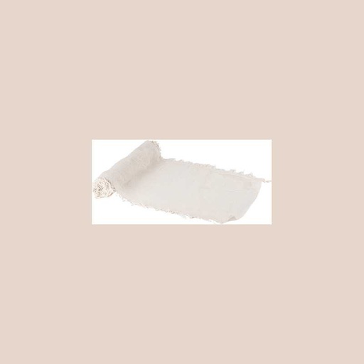 Chemin de table effiloché façon chanvre ivoire 30cmx3m
