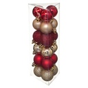 Boule de noel 30mm x18 rouge or