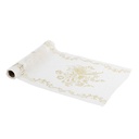 Chemin de Table Vintage Mousseline Blanc et Or 28cmx5m