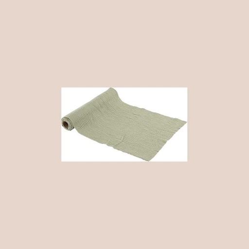 Chemin de table gaze de coton vert de gris 30cmx3m