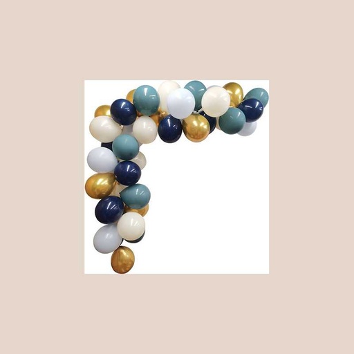 Kit arche de 40 ballons la navy marine, ciel, bleu orage, crème et or