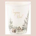 8 gobelets "joyeux noël" let it snow carton blanc, vert et or 255ml