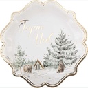 8 assiettes "joyeux noël" let it snow carton blanc, vert et or ø22,5cm