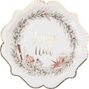 8 assiettes "joyeux noël" cocoon christmas carton crème, beige et or ø22,5cm