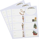 24 stickers cadeaux "de… pour…" christmas story papier crème, rouge et or de 6 à 7,5 cm