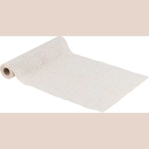 Chemin de table effet lin art déco tissu beige et or 28cmx3m