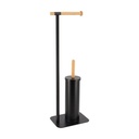 Brosse et derouleur papier wc  metal /bambou  - noir/bambou
