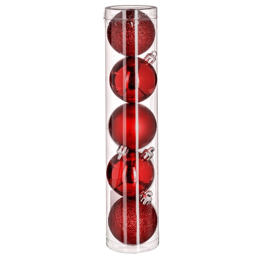 Boule de noel 50mm x5 rouge