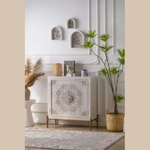 Commode élégance - "mandala blanc"