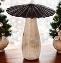 Champignon en bois et métal 13x15 cm couleur marron