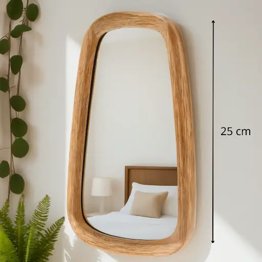 Miroir oval bois 25cm forme carré