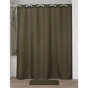 Rideau de douche poly.+oeillets  180x200 cm - kaki/noir
