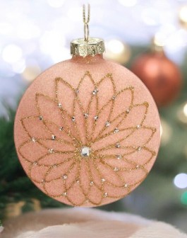 Boule de noel rose clair mandala