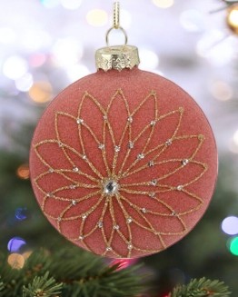 Boule de noel rose foncé mandala