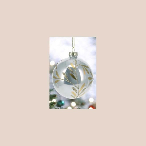 Boule de noel argent feuille or et paiellete