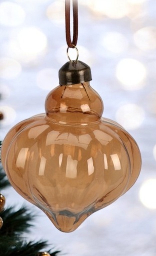 Boule de noël en verre goutte orange