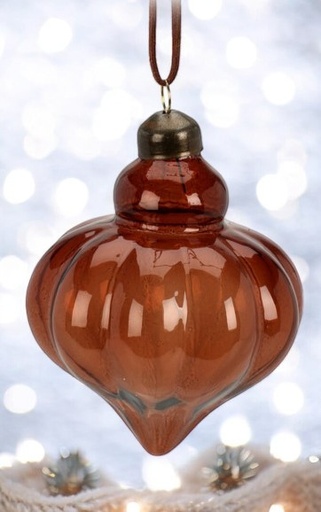 Boule de noël en verre goutte rouge