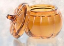 Bougie parfumée citrouille orange en verre patchouli ambre 8 cm