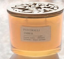 Bougie parfumée patchouli amber dans pot en verre orange de 11 cm