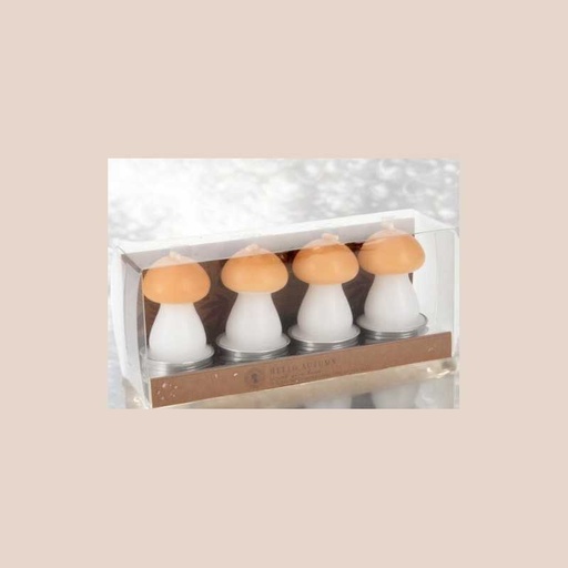 Lot de 4 bougies champignon beige