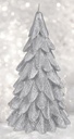 Bougie en forme sapin de noël 20cm argenté
