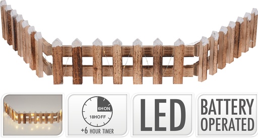 Cloture bois avec led 90x10cm