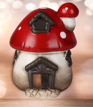 Maison champignon avec led 13 cm modéle 3