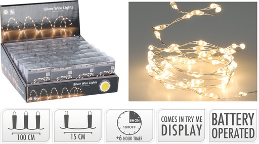 Fil argente 132 led blanc ch.