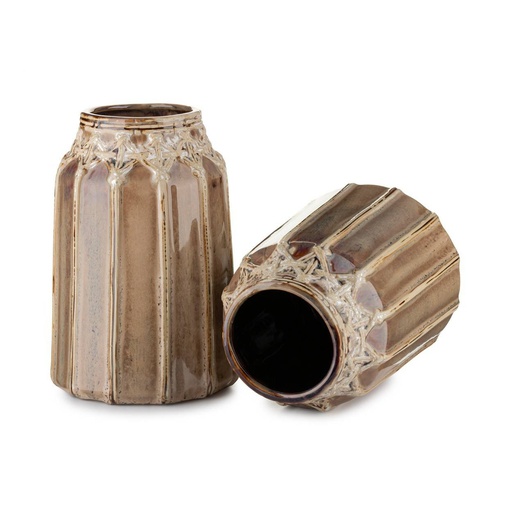 Vase rattan design 12x17cm marron