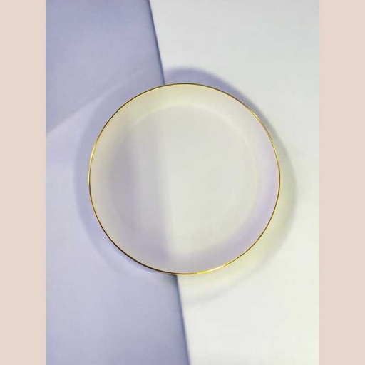Assiette ronde liseré or ivoire 18.20