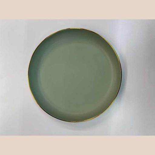 Assiette ronde liseré or kaki 18.20