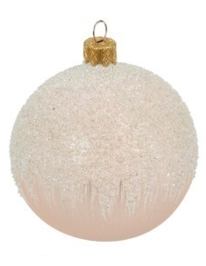 Boule de noël en verre 6 cm transparent rose 