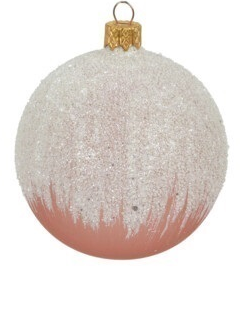 Boule de noël en verre 6 cm transparent rose foncé 