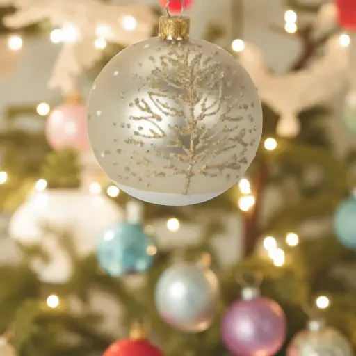  boule de noel  point or/blanc