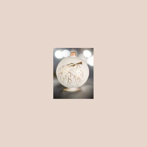 Boule de noël blanc lisse en verre 8 cm goutte