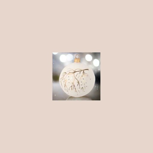 Boule de noël en verre 8 cm blanc mat