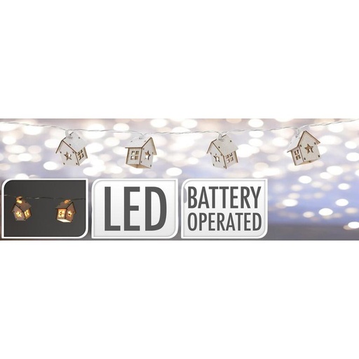 Guirlande maisons bois 10 led