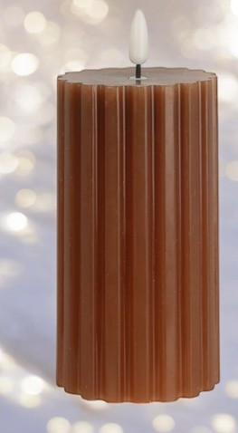 Bougie brune avec led 7x13 cm torsade