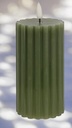 Bougie verte avec led 7x13 cm grand rayure