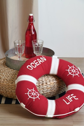 Fregate coussin bouée rouge - diamètre 50cm