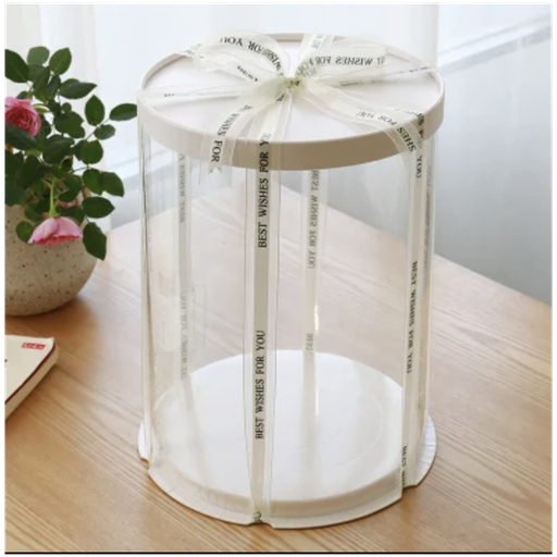 Boite a gateaux transparente ronde 26x26x32cm