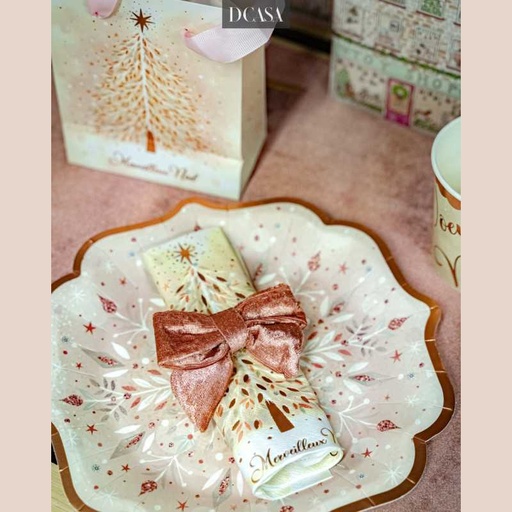 Assiette noel rose x10