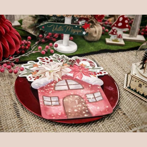 Assiette rouge noël x10