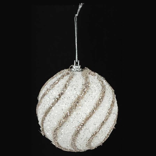 Boule de noel plf fil jute paillette 80mm