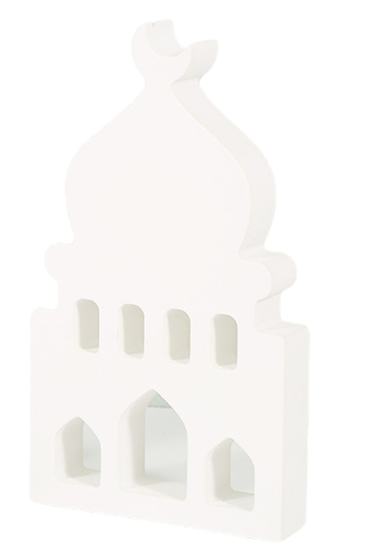Deco de table bois mosquee blanc 9*16*2cm