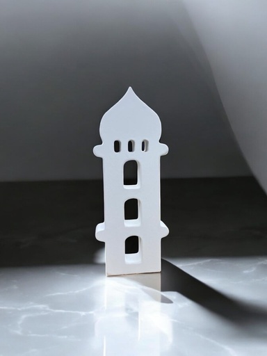 Deco de table bois mosquee blanc 6*15*2cm